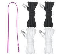 4 Pcs 130cm/51.2in Drawstring Cords with Drawstring Threader,Drawstrings Cord Replacement with Elastic Threader for Sweatpants Shorts Pants Jackets Coats Hoodies String Threader(Black,White)