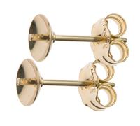 4 pcs 14k Gold Filled 5mm Pearl Cup Stud Earring Post Connector W/Pin f/Half Drilled Pearl/Findings/Yellow Gold