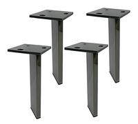 4 Pcs 15cm Stainless Steel Table Risers for DIY Sofa, TV Stand, Ottoman, Cupboard - Black with Protective Feet, Elevate Furniture for Enhanced Storage & Style