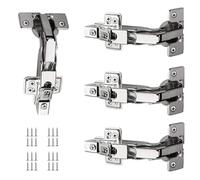 4 Pcs 165 Degree Kitchen Cabinet Hinges, Soft Close Cupboard Door Hinges, Folding Mute Cabinet Hinges with Fixing Screws, Full Overlay Wardrobe Doors Hinges for Cabinet Folden Door Wardrobe Corner