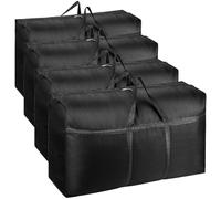 4 Pcs 180L Extra Large Storage Boxes, Heavy Duty Moving Boxes Large Strong Clothes Storage Bags, Large Storage Bags with Zips, Packing Boxes for Moving House, Clothes, Duvet, Bedding,Underbed,Blankets