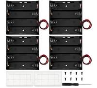 4 PCS 18650 Battery Holder, KUOQIY 4 x 3.7V Battery Holder Case with Wire Leads, with 2 PCS Plastic Battery Storage Box & Screwdrivers & Screws