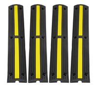 VEVOR 3.28 ft Cable Protector Ramp, 4 Pack of 1 Channel, 18000 lbs/axle Capacity Heavy Duty Rubber Speed Bumps, Floor Cord Cable Protector Wire Cover, for Residential Areas, Private Garages, Gardens