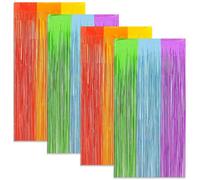 4 Pcs 1x2m Tinsel Curtains, 3.2x6.5ft Rainbow Foil Curtains, Pride Decorations, Foil Decorations for Birthday Party Background, Curtains Streamers Backdrop for Wedding