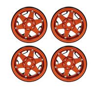 4 PCS 2.2in Aluminum Alloy RC Wheel Hub, Universal Replacement Hub for 1/10 RC Simulation Crawler, CNC - Machined Beadlock Design with Enhanced Stability and Wear (Orange)