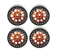 4 PCS 2.2in Aluminum Alloy RC Wheel Hub, Universal Replacement Hub for 1/10 RC Simulation Crawler with CNC Beadlock Design, Compatible with Axial SCX10 Defender (Orange)