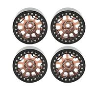 4 PCS 2.2in Aluminum Alloy Wheel Hub, Universal Replacement Hub for 1/10 RC Simulation Crawler, CNC Processed Beadlock Design with 12mm Hex Driver, Compatible with, Axial S (Copper)