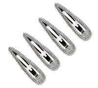 4 Pcs 2.36 Inch Rhinestone Hair Clips,Snap Hair Clips,Silver Hair Clips,Rhinestone Hair Accessories, Hair Barrettes for Women Girls Bridal,Wedding,Party,Prom