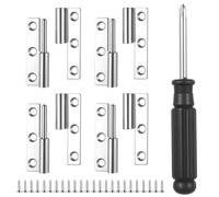 4 Pcs 2.5" Detachable Hinges, Small Slip Joint Flag Hinges, Stainless Steel Lift Off HingesDoor Hinge for Window Cabinet Doors, with Screws & Screwdriver(Silver)