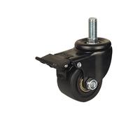 4 Pcs 2.5 Inch Low-Profile Swivel Casters with Brake Heavy-Duty Nylon Wheels M12/M16 Threaded Stem for Industrial Use(Brake-M16x30mm)