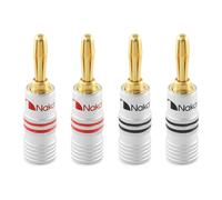 Nakamichi Excel Series 24k Gold Plated Banana Plug 12 AWG - 18 AWG Gauge Size 4mm for Speakers Amplifier Hi-Fi AV Receiver Stereo Home Theatre Audio Wire Cable Screw Connector 4 Pcs (2-Pairs)