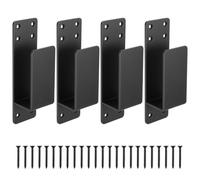 4 Pcs 2 x 4 Door Barricade Brackets, Metal U Brackets, Security Door Locks Clamps Fits 2 x 4 Lumber, for Drop Open Bars Home Barn Shed Garage Gate Reinforcement Security Bars(Large-u-Flat)