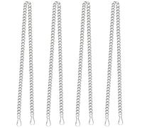4 Pcs 20 Inch Stained Glass Window Hanging Chain with Suction Cup Hooks, Picture Hanging Chain Sunshine Catcher Metal Nickel Plating Stained Glass Window Panels Chains (Silver)