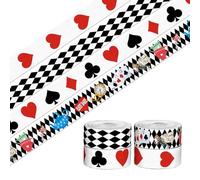 4 PCS 20 Yards 3/5" Hearts Block Ribbons Black White Grosgrain Ribbons Diamond Tea Party Ribbon Magic Fabric Ribbon for DIY Gift Support Decoration