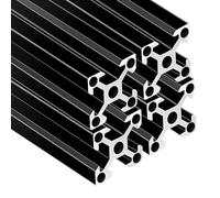 4 Pcs 200mm Aluminum Extrusion 4 Hole V Slot 2020 European Standard Anodized Profile Frame Machine for 3D Printer Parts Linear Rail CNC DIY Equipment, Electrophoresis Black,