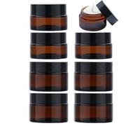 4 Pcs 20ml +4 Pcs 30ml Amber Glass Jars, Empty Cosmetic jars with Lids, Empty glass Pots Face Cream Lotion Storage Jar for Make Up, Sample, Travel Use