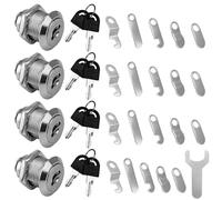 4 Pcs 20mm Universal Cabinet Lock, Multi-Purpose Cam Lock Including 20 Locks Plate 8 Keys,Multi-Function Letterbox Locker Locks for Cabinet, Cupboard, Mailbox, Drawer, Furniture Door & Post Box
