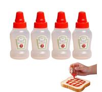 4 Pcs 25ml Ketchup Bottle for Bento Box Accessories, Condiment Squeeze Sauce Bottle Mini Empty Plastic Salad Dressing Bottles Tomato Ketchup Condiments Squirt Squeezable Jar for Sauces Syrup