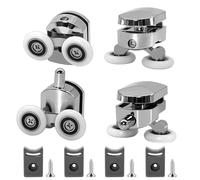 4 Pcs 25mm Shower Door Rollers Replacement, Sliding Glass Door Wheels for Curved Shower Enclosures, Bathroom Roller Runners, Fits 4-6mm Glass Anti Collision Block (2 Top and 2 Bottom Rollers)