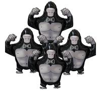 4 pcs 27 inch gorilla aluminum membrane balloons, large inflatable balloons for baby shower, safari park, jungle-themed birthday, exploding animal party decorations