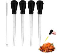 4 Pcs 28cm Black Turkey Baster for Cooking with 1PC Cleaning Brush, Essential Kitchen Gadget for Basting While Roasting, Kitchen Tools & Gadgets Turkey Baster for Turkey for Cooking BBQ