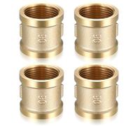 4 Pcs 3/4 Inch Brass Sleeve, 3/4" Female BSP Threaded Brass Connector, Reducing Coupling Connector Fittings for Pipes Heating System