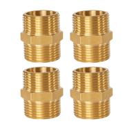(4 Pcs) 3/4" Male to 3/4" Male BSP Thread Brass Pipe Fittings Hex Nipple Hose Connectors, G3/4 x G3/4 Thread Straight Double Nipple for Pipe Connecting Conversion Plumbing Fittings