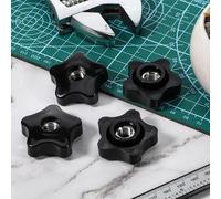 4 Pcs 3/8"-16 Female Thread Knob, Five-Star Thru Knobs, Clamping Nuts Knobs 5 Star Shaped Threaded Knob for Drilling Machine, Plastic Screw-On Type