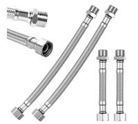 4 Pcs 3/8" Flexi Tap Connectors, 10cm/20cmTap Flexible Hose, Flexible Pipe Tap Connector Braided Hose, Stainless Steel Flexi Pipes for Plumbing Kitchen & Bathroom