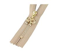 4 pcs 3# Close-end Metal Zippers 15/18/20/25/30cm Closed-end Zippers for Clothing, Bags Repair DIY Accessories, Khaki-Gold, 30cm