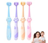 4 PCS 3 Sided Toothbrush, Autism toothbrushs, Toothbrush for Autistic Children, Specially Designed for Children, Soft Bristles, 360-Degree Cleaning, Anti-Slip Handle, Suitable for Ages 3-6