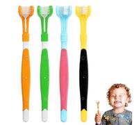 4 Pcs 3 Sided Toothbrush - Soft Bristles for Kids & Adults, Triple-Sided Design for Front/Back/Top Cleaning, Ergonomic Handle (4 Colors)