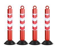 4 Pcs 30" ty BollardsReflective Road Cones with Weighted Rubber Base for No Parking & Road Control (Red & White) Durable Portable Outdoor Security Posts