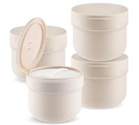 4 Pcs 300ml/10oz Plastic Containers Empty Cosmetic Jars Wide Mouth Makeup Sample Storage Pot with Lid & Inner Liner & Scoop for Lotion Cream Ointments Makeup Nails Paint - Brown