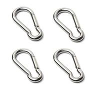 4 Pcs 304 Stainless Steel M6 Heavy Duty Carabiner Clips, 60mm Carbine Hook Holds Upto 70Kg (Not for Climbing), Ideal for Hiking, Camping, Fishing, Dog Leash & More