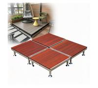 4 PCS 33"/39" Floating Deck Kit, Modular Outdoor Wood Composite Platform | Raised Deck Platform, Interlocking Decking Tiles, Adjustable Height, for Patio Backyard Lawn(Red,100cm(39in))