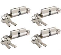 4 Pcs 35T/35 Thumb Turn Euro Cylinder Lock (70mm),Euro Door Barrel Lock with 3 Keys, Anti-Pick Door Lock with Key, High Security for Wooden, UPVC and Composite Doors (4pack)