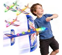 4 PCS 38CM LED Light Up Foam Glider Planes for Kids Outdoor Garden Toys | Night Flying Glowing Polystyrene Airplane Toy Aeroplane - Birthday Present Gift for Kids Age 3 4 5 6 7 8 9 Year Old Boys Toys