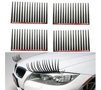 4 Pcs 3D Black Car Eyelash Sticker Set - Stylish Cars Headlight Decoration with Fun Long Eyelashes Design for Women's Cars - Easy to Apply Car-Styling Decorative Sticker Lashes