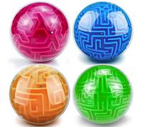 4 Pcs 3D Maze Ball Puzzle Brain Toy for Boys Girls Adults, Challenge Game