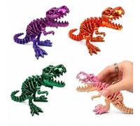 4 PCS 3D Printed Dinosaur, 3D Dinosaur Printing Set, 3D Printed Animals, Detailed Dinosaurs Skeletons, Four Colour Options for Display and Collection, Articulated Dinosaur Bone Models