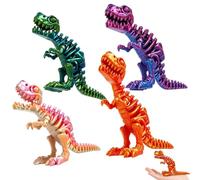 4 PCS 3D Printed Dinosaur, Dinosaur Fidget Tool, Dinosaur Skeletons with Flexible Joints, Palaeontology Learning and Office Desk Stress Relief, 16 cm Dinosaur Bones Collection