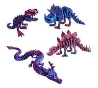 4 Pcs 3D Printed Dinosaurs, 3D Printed Animals for Home and Office Decor, 3D Printed Fidget Toys for Stress Relief, Desktop Decoration for Collectors and Kids