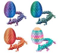 4 PCS 3D Printed Dragon Egg, Mythical Creature Collection with Articulated Design, Fantasy Themed Decorative Pieces for Desktop Display and Creative Scenes, Detailed 3D Printed Animals Figures