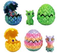 4 Pcs 3D Printed Dragon Egg Set, Dragon Eggs with Dragon Inside, Mini 3D Printed Animals for Desktop Decoration, Gift for Collectors and Decor Enthusiasts
