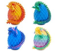 4 Pcs 3D Printed Dragon Eggs with Dragon Inside, Mystery Surprise Easter Eggs for Kids Adults, Unique Collectible Desktop Decor, Christmas Ornament Stocking Stuffers Gifts