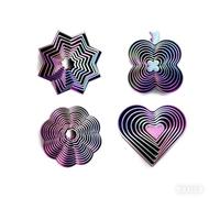 4 PCS 3D Printed Fidget Toy, Gradient Fractal Sensory Fidget Star, Hexagonal Decompression Satisfying Click Sound & Hexagon Design for Anxiety Office Desk Classroom Toy for ADHD