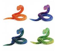 4 Pcs 3D Printed Snake Mini 3D Printed Animals 30cm Flexible Realistic Articulated Snake Models 3D Printed Fidget Snakes, for Desk Home Decor Educational Use, Gift for Animal Lovers Collectors