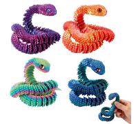 4 PCS 3D Printed Snake Toy 30cm Flexible Articulated 3D Printed Animals Model Fidget Toy Realistic Collectible Figure for Home Office Desk Decoration Stress Relief 3D Printed Toys for Teens Adult