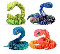 4 PCS 3D Printed Snakes, 30cm Flexible Articulated 3D Snake Models, Ideal for Home Decor, Gifts and Educational Use, Suitable for Animal Lovers and Collectors Alike